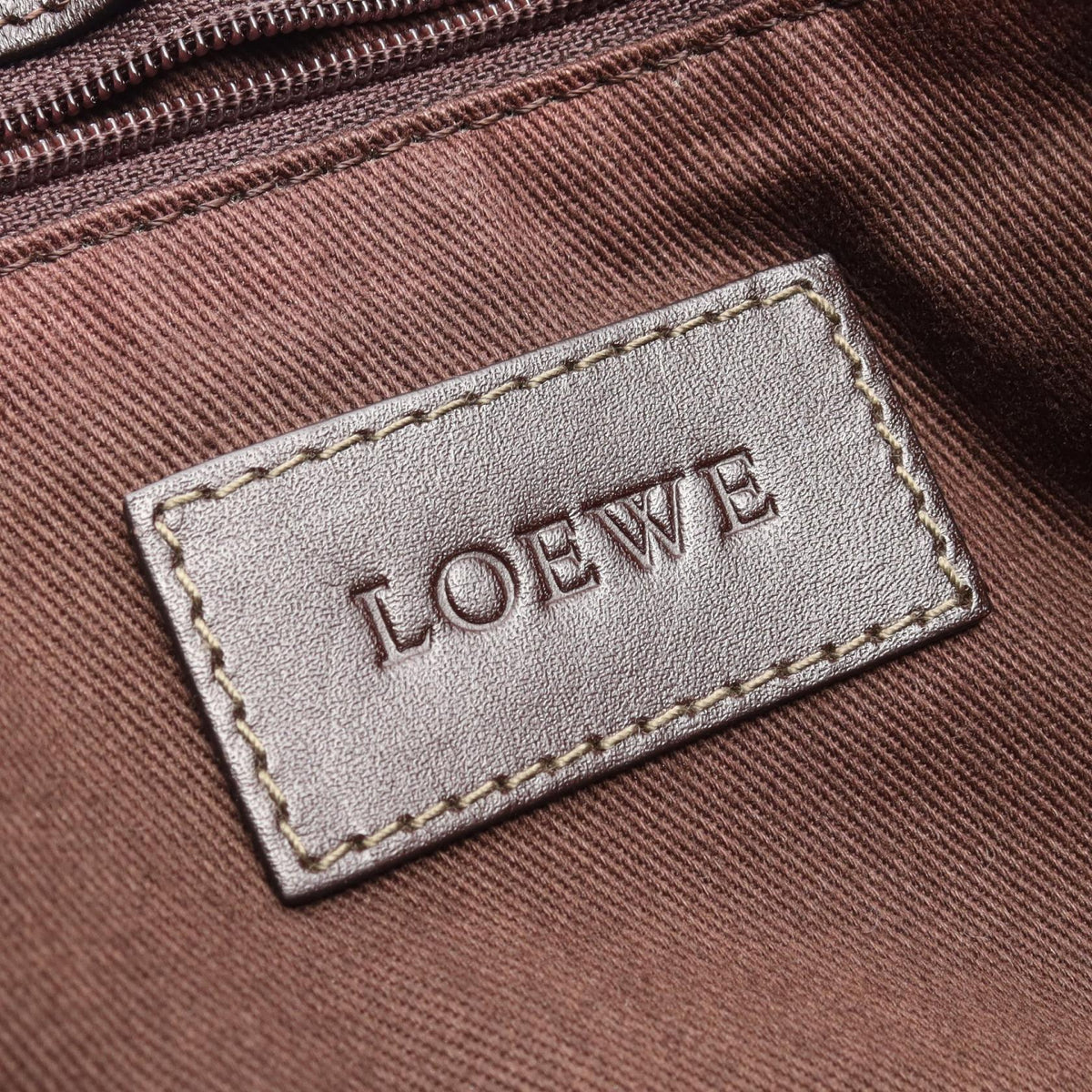 LOEWE Repeat anagram Tote Bag Brown leather PVC coated canvas 2101219929170