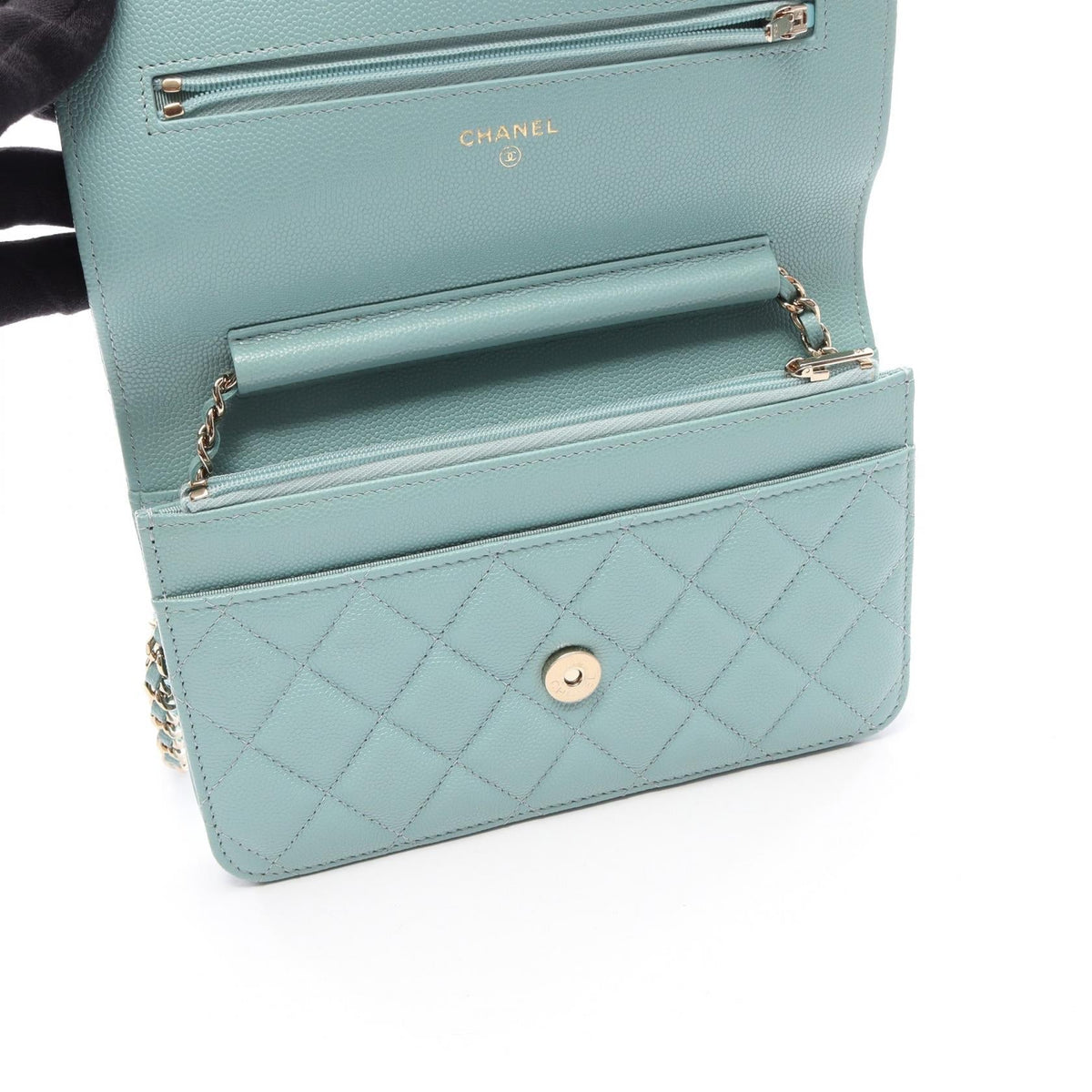 CHANEL Green Matelasse Grained Calfskin leather 2106800631647