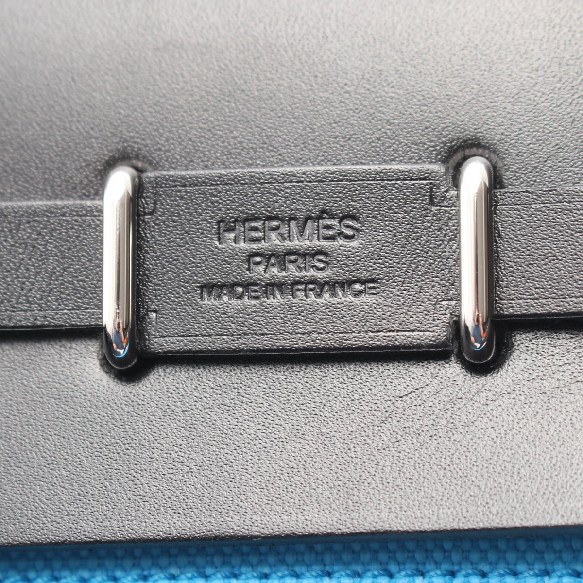 HERMES Airbag Zip Mini Shoulder Bag Blue/Black Towar Military canvas leather Toile Military / Vache leather hunter 2100301243330