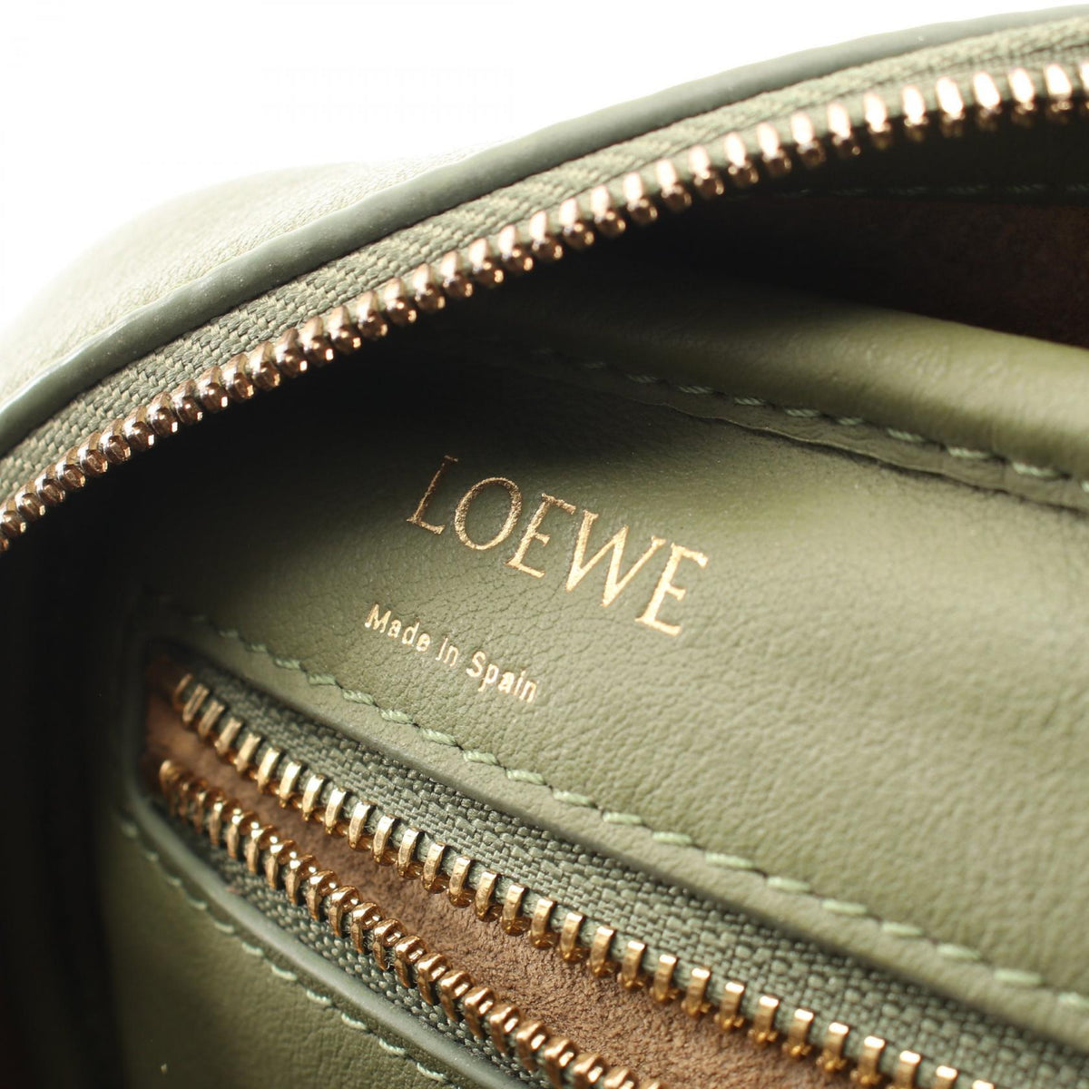 LOEWE Amazon 23 Repeat 2WAY Handbag Khaki/White canvas leather 2101219902821