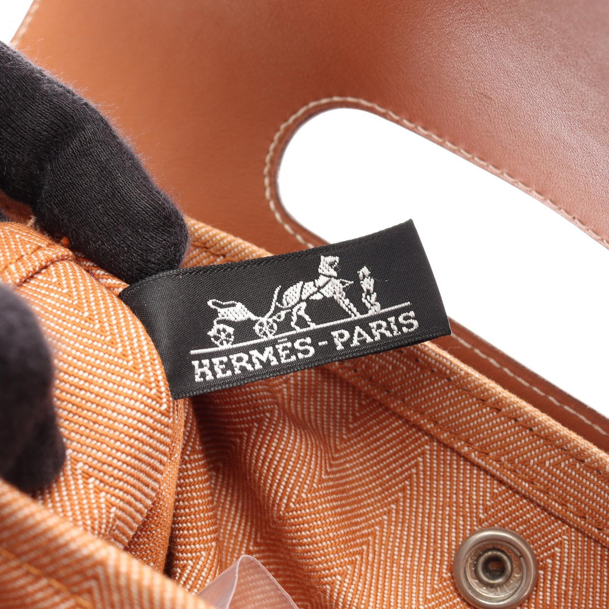 HERMES Valparaiso PM Gold HandbagGold Gold Brown Toile Chevrons canvas leather Vaux Swift leather 2101219889382