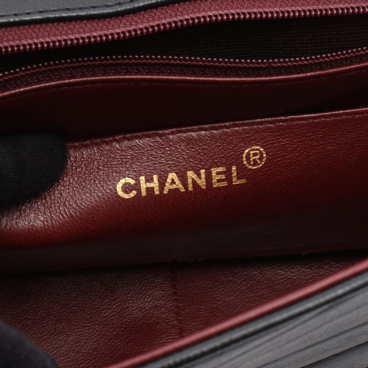 CHANEL Black Bias stitch Lambskin (sheep leather) 2101219887548