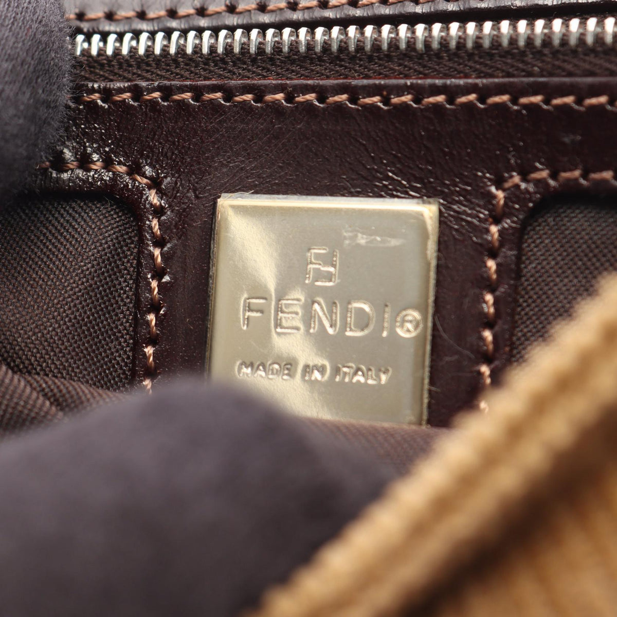 FENDI Mamma bucket Shoulder Bag Khaki Other Corduroy 2120300058148