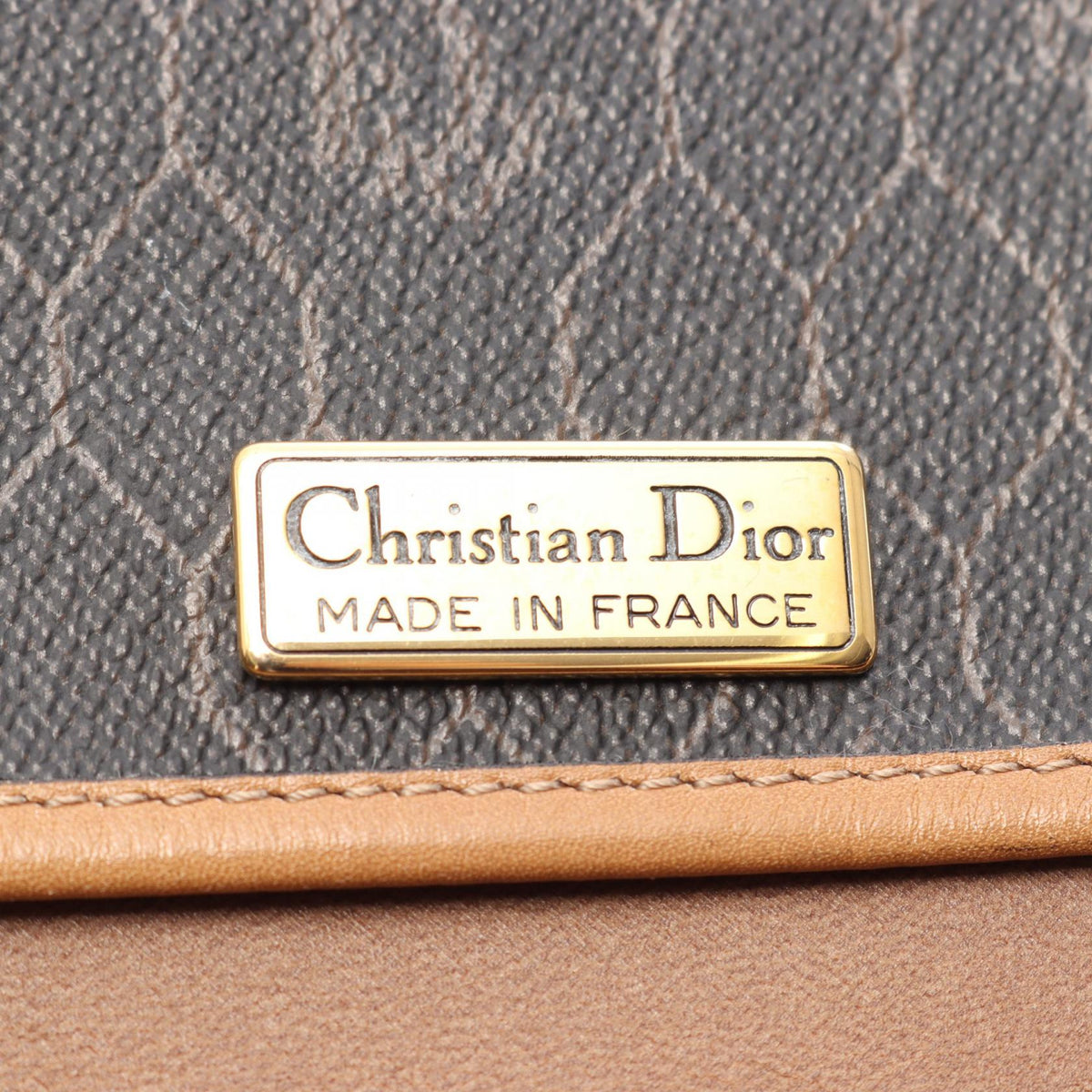 Christian Dior Honeycomb Shoulder Shoulder Bag Black/Brown PVC coated canvas�leather 2101219968421