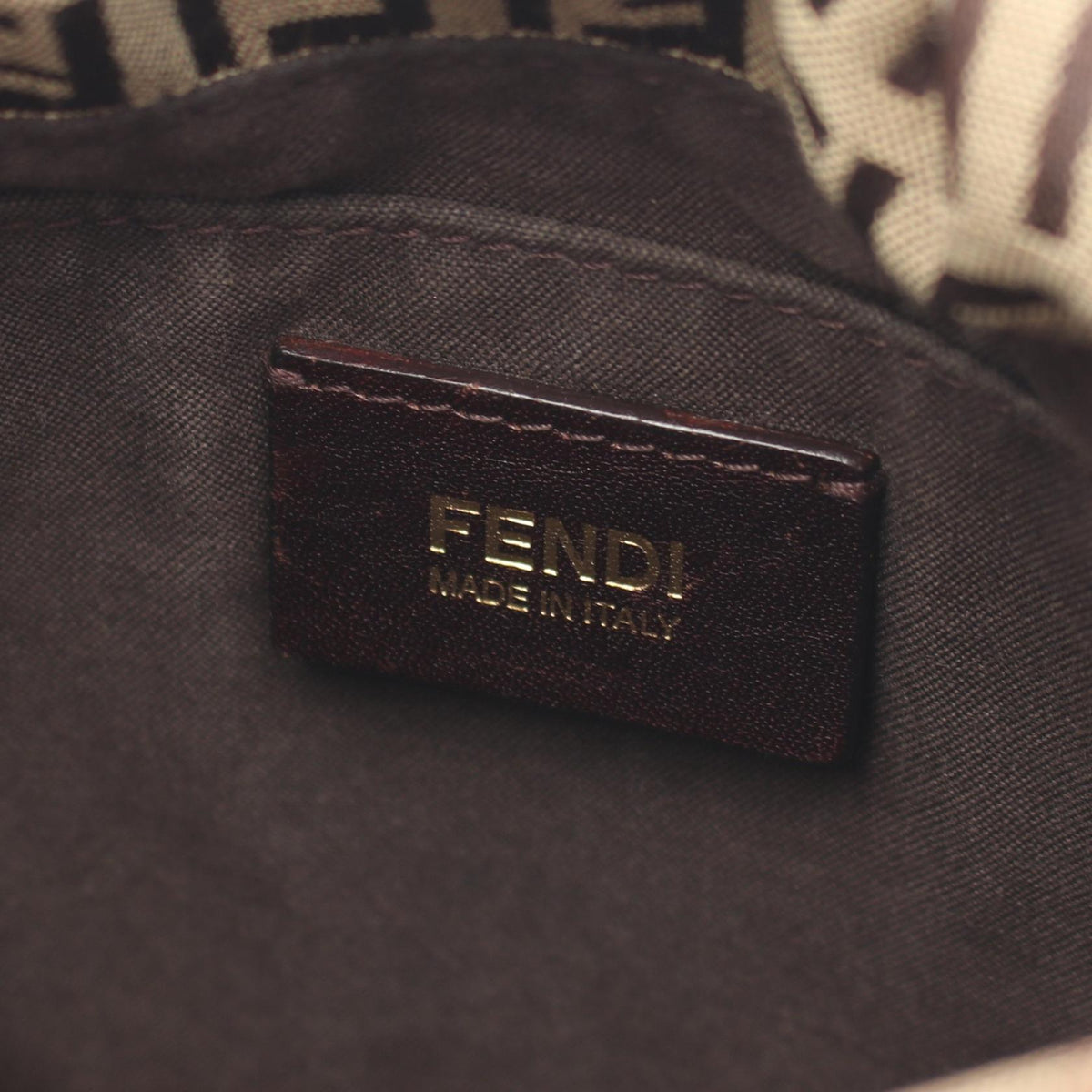 FENDI Zucchino Shoulder Bag Beige/Brown canvas�leather 8BT075 2101219864525