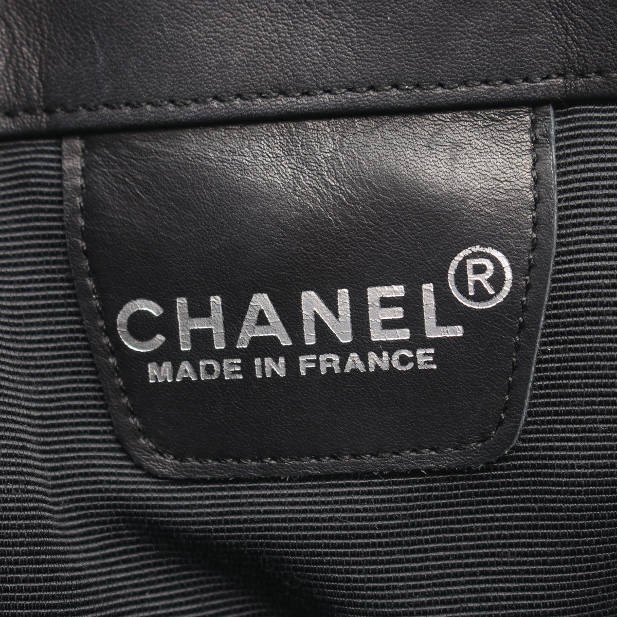 CHANEL Black Embossed logo Lambskin (sheep leather) 2118300090152