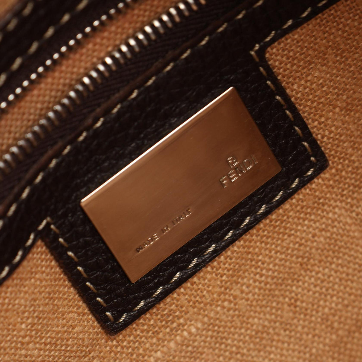 FENDI Selleria Zucca Shoulder Bag Brown canvas leather 2101219861777