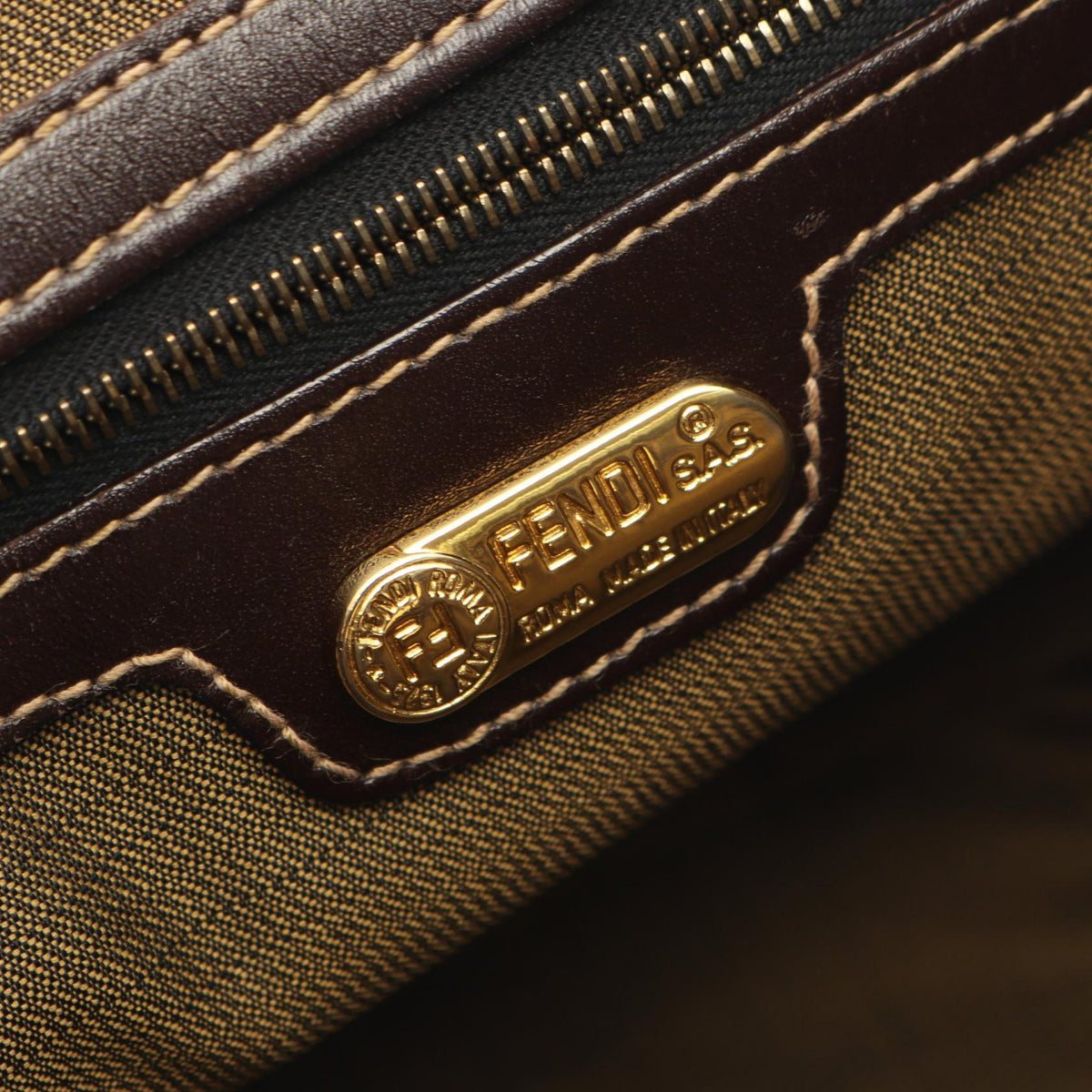 FENDI Zucca Tote Bag Brown canvas leather 2101219862392