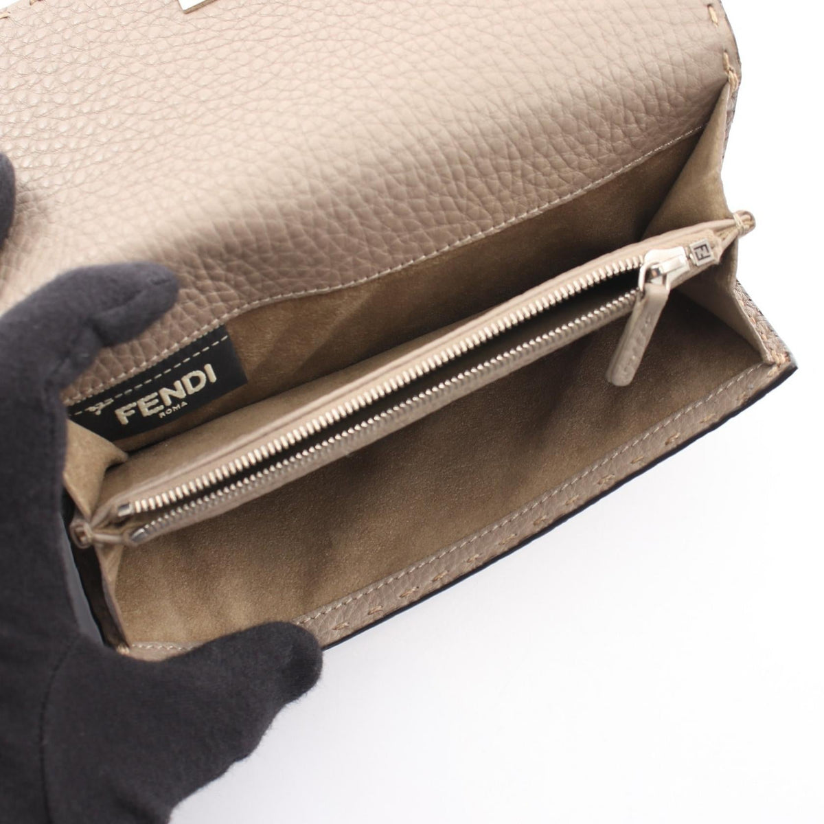 FENDI Peekaboo Selleria Bifoldpurse Beige leather 8M0308 2118800164612