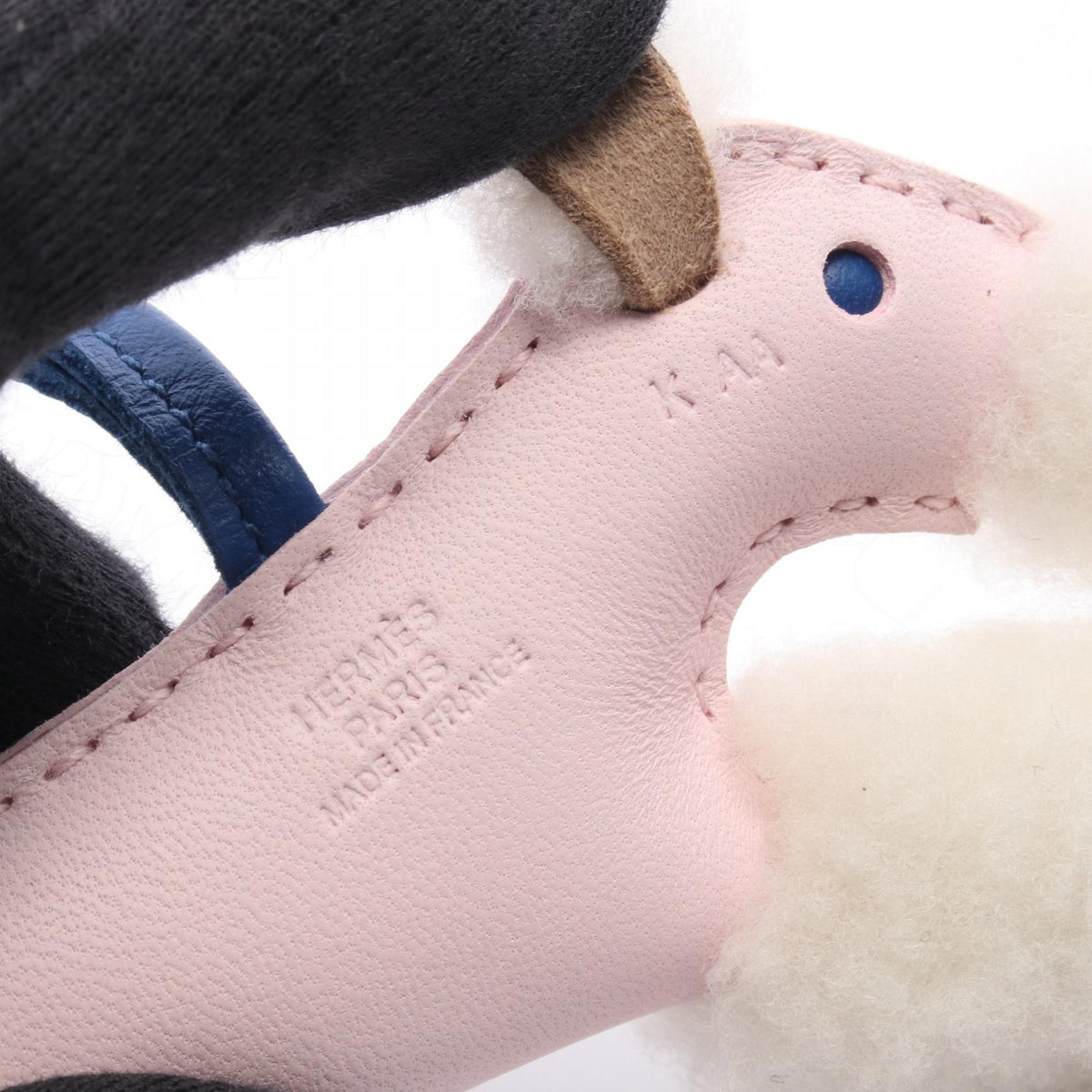 HERMES Buddy Charm Rose Darling Blue France charm Pink/Blue/White Agneau milo Mouton Agneau milo 2118300093955
