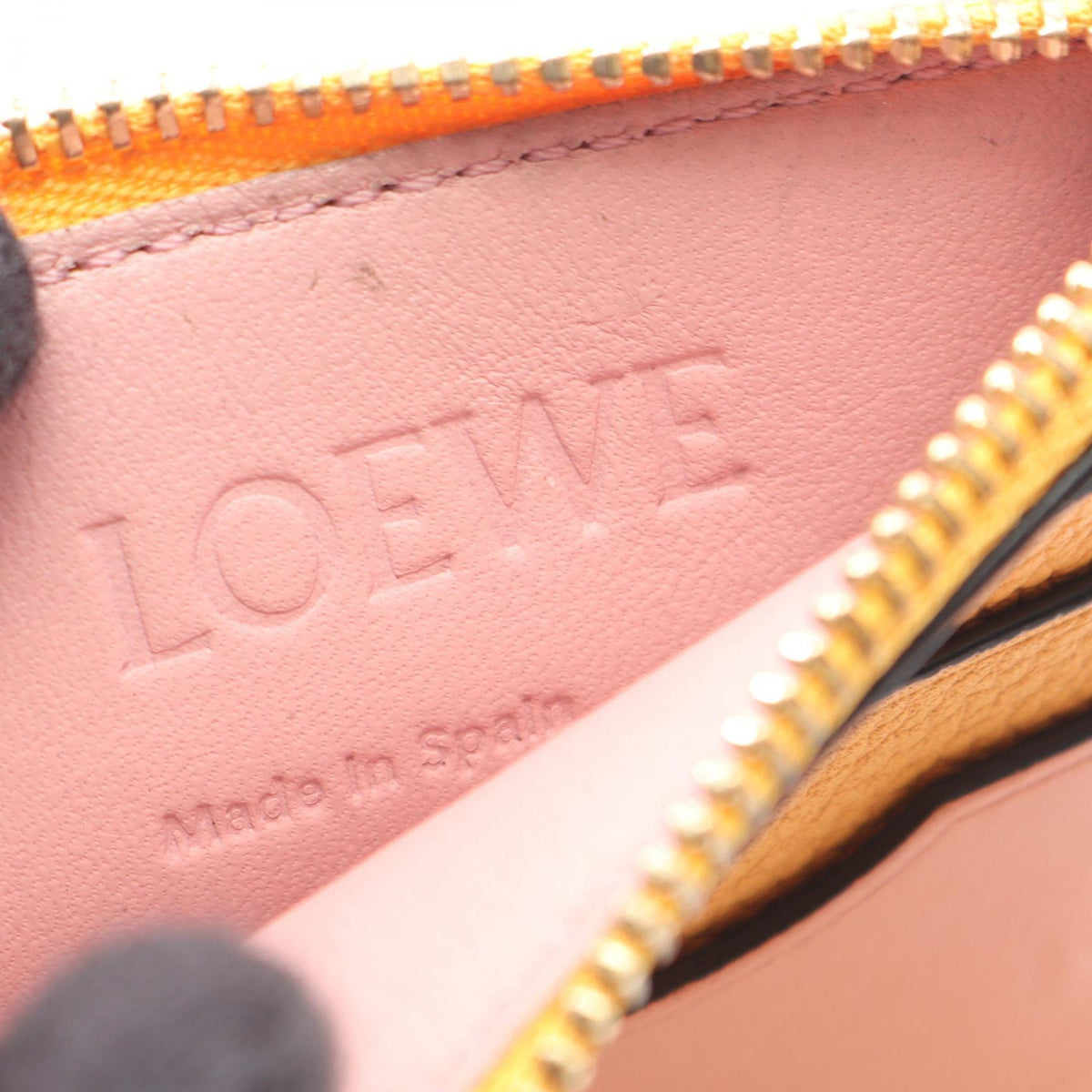 LOEWE Anagram Square Coin Card Holder with Keyring coin purse Brown/Orange/Pink leather C821SQLX03 2104102530217