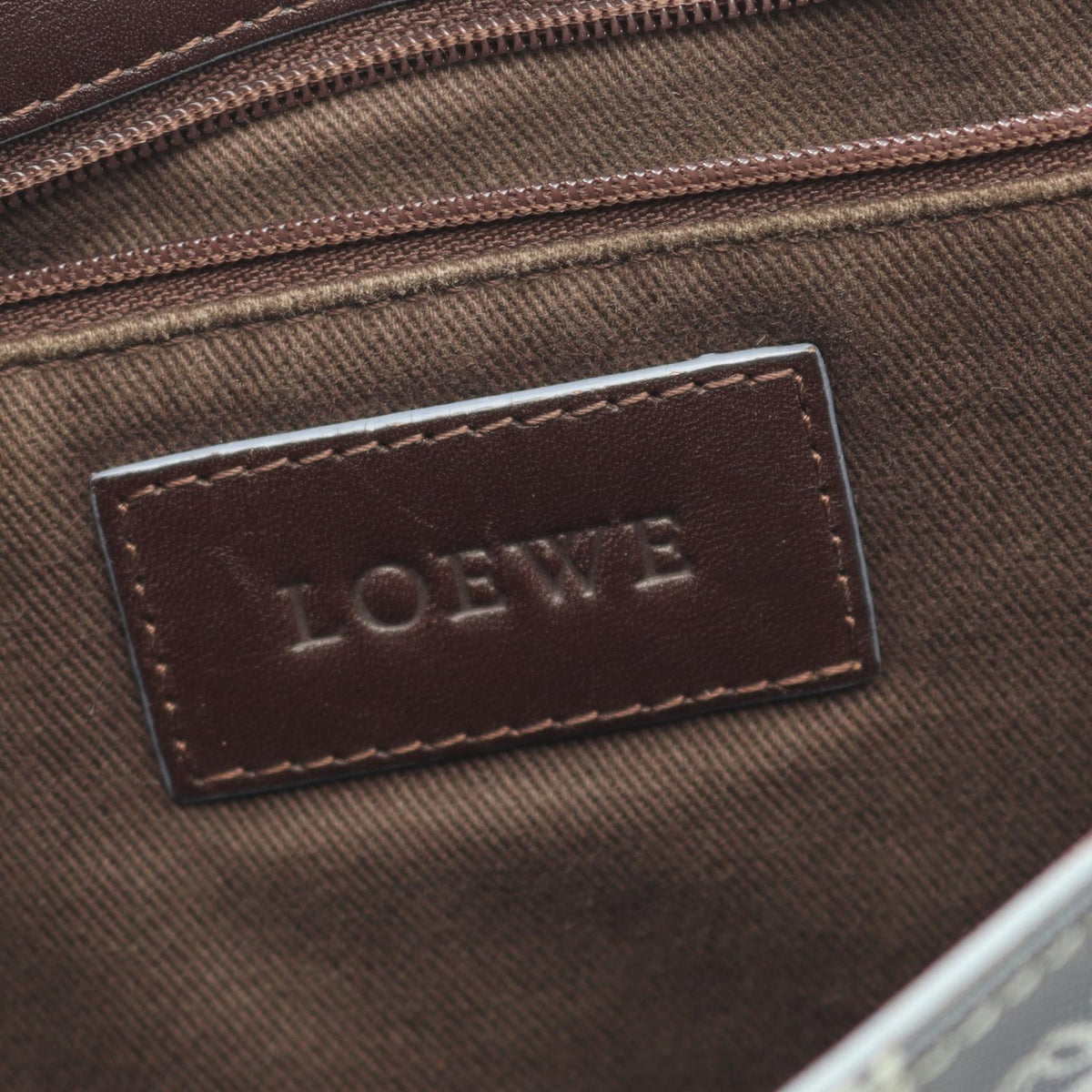 LOEWE anagram Shoulder Bag Blue/Brown PVC coated canvas leather 2101219358321