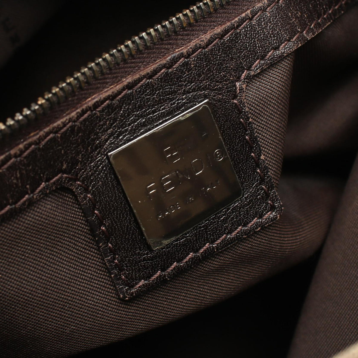 FENDI Mamma bucket Zucchino Shoulder Bag Beige/Brown canvas�leather 8BR001 2101219335988