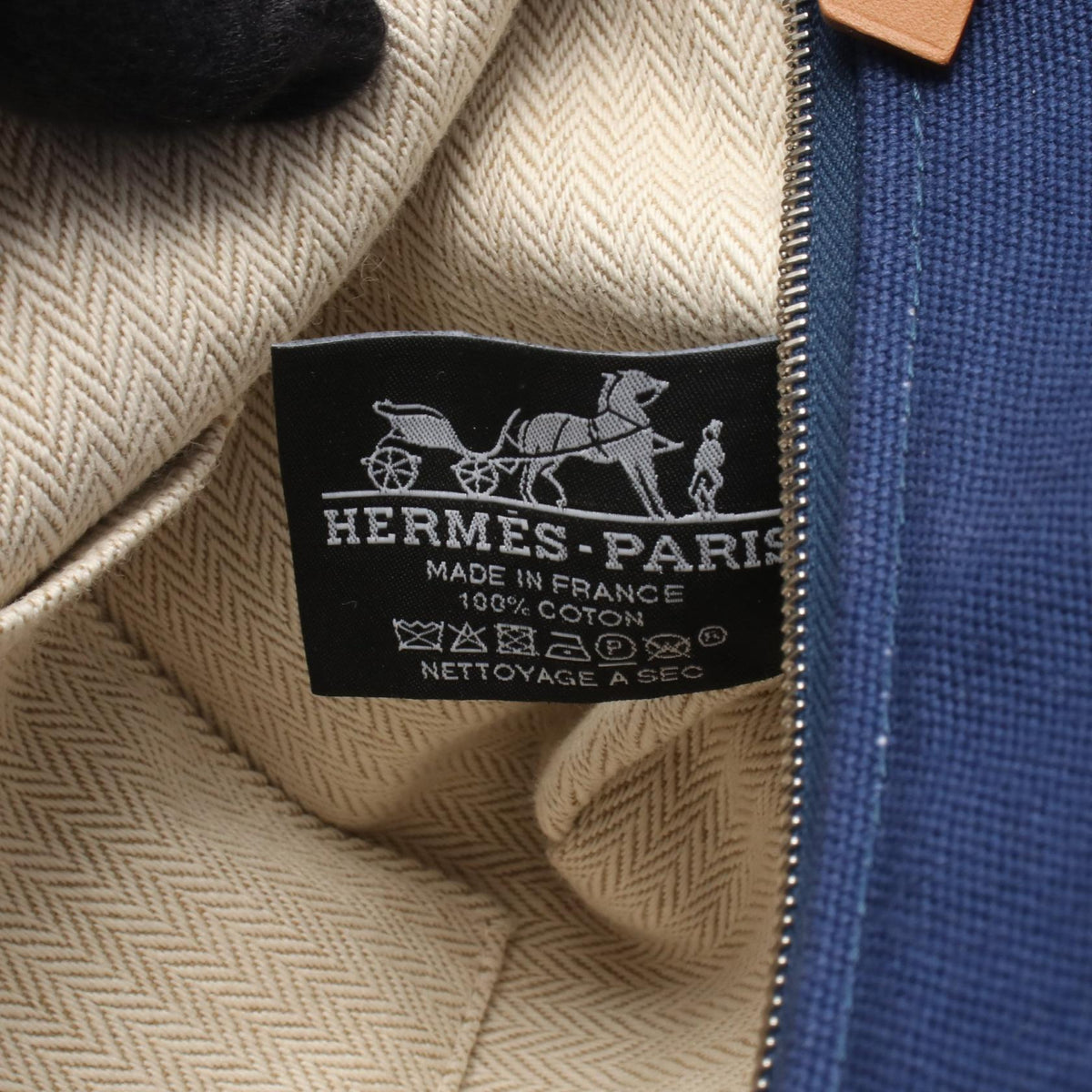 HERMES Bride a BracPM Handbag Blue/Green canvas 2107601110751