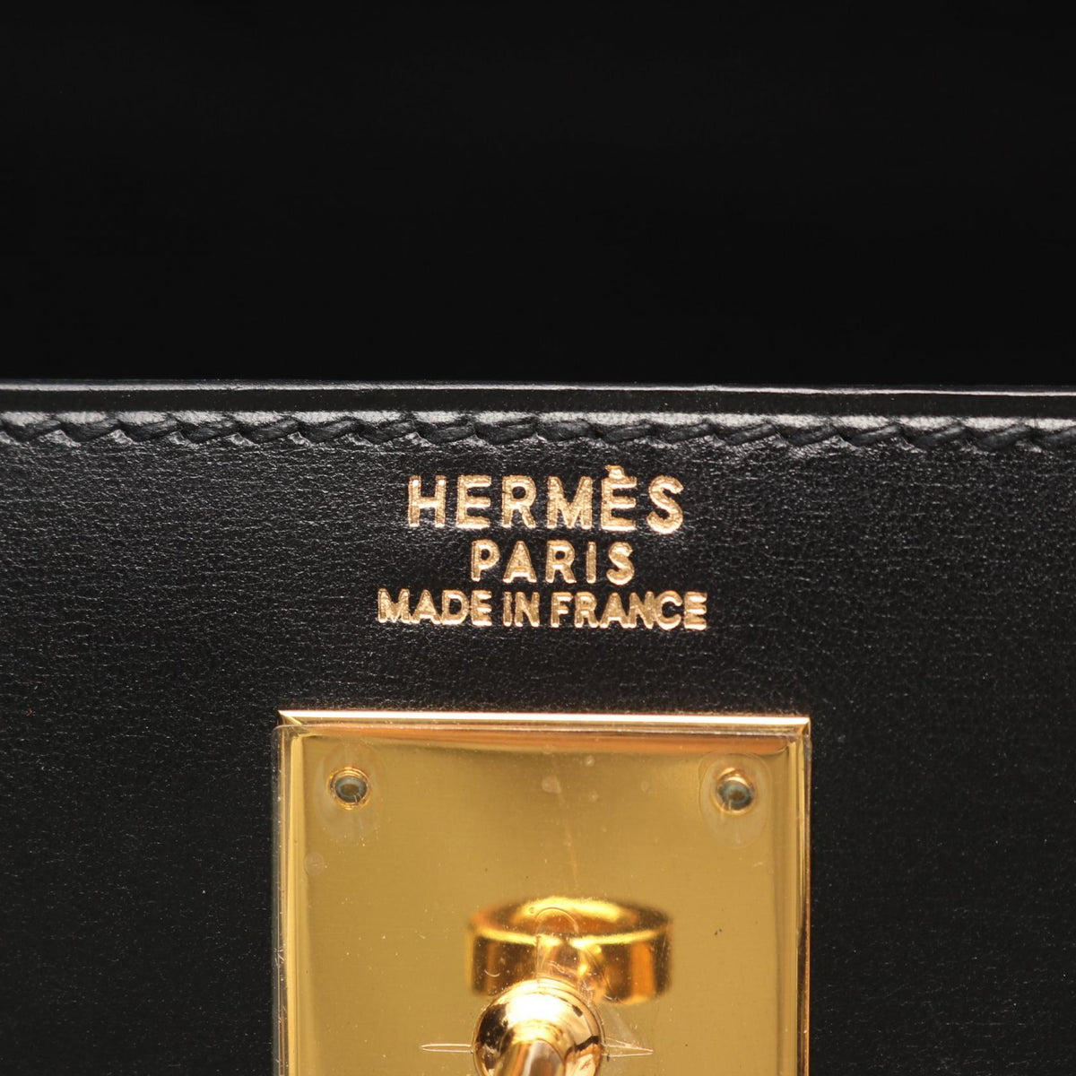 HERMES Kelly 32 2WAY (External Stitching) Handbag Black Box calf leather Calfskin (cowhide) 2101219817569