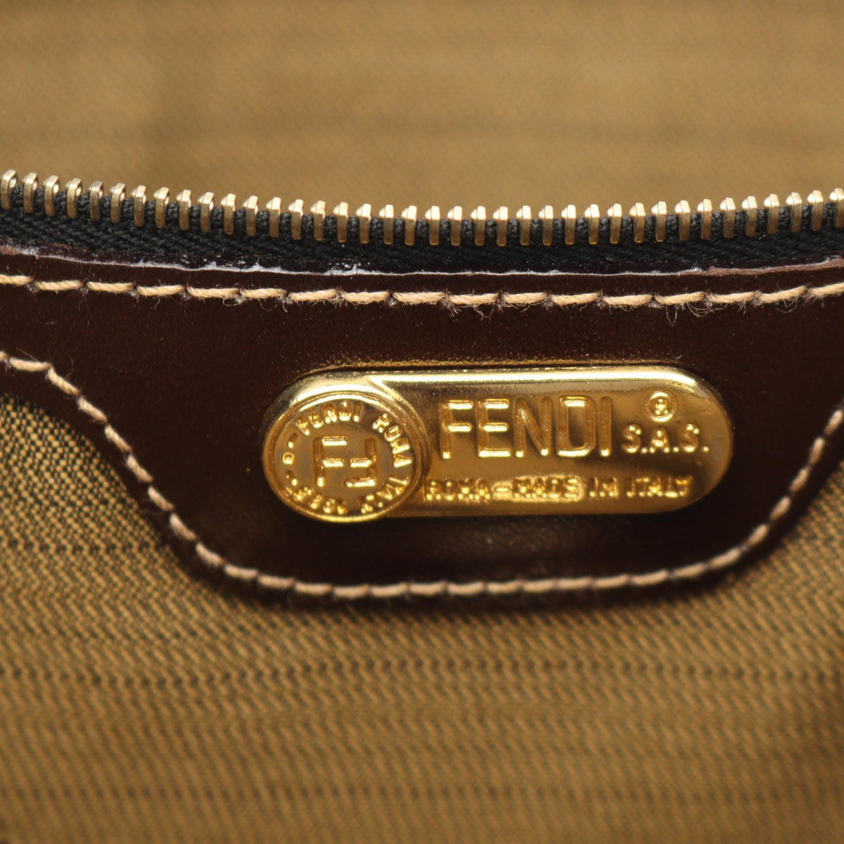 FENDI Zucca Tote Bag Brown Nylon�leather 2101219808765