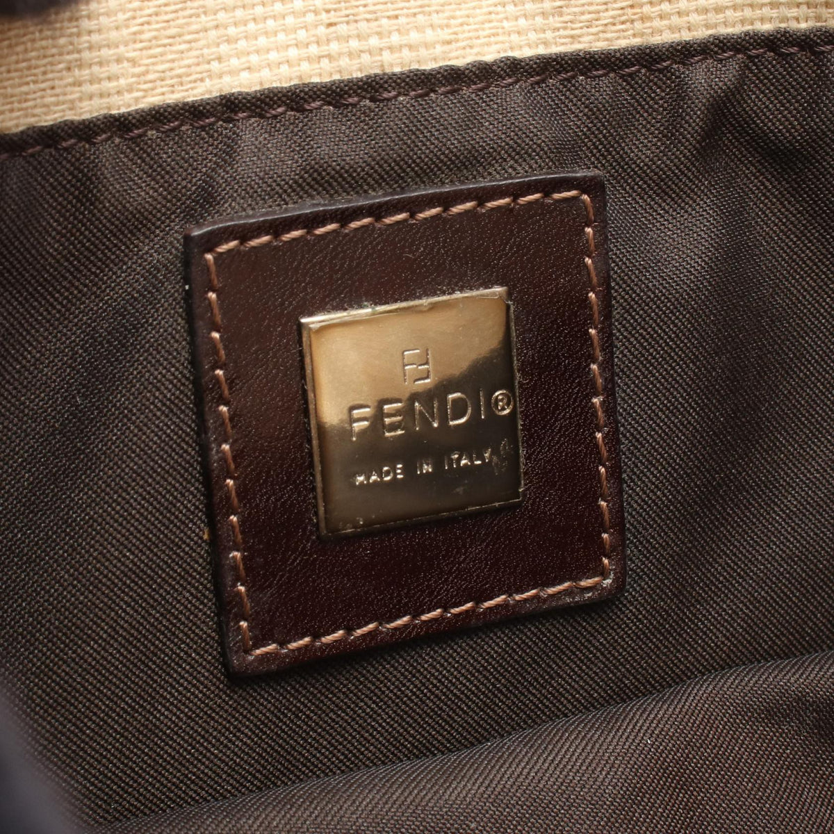FENDI Zucca mamma bucket Shoulder Bag Beige/Brown canvas leather 2101219783413
