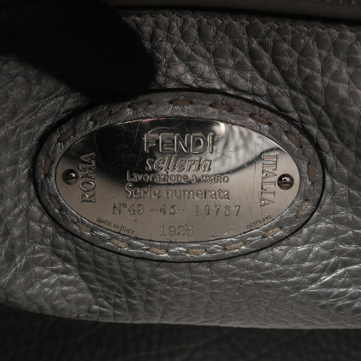 FENDI Peekaboo Regular Selleria 2WAY Handbag Silver leather 8BN290 2100301239340