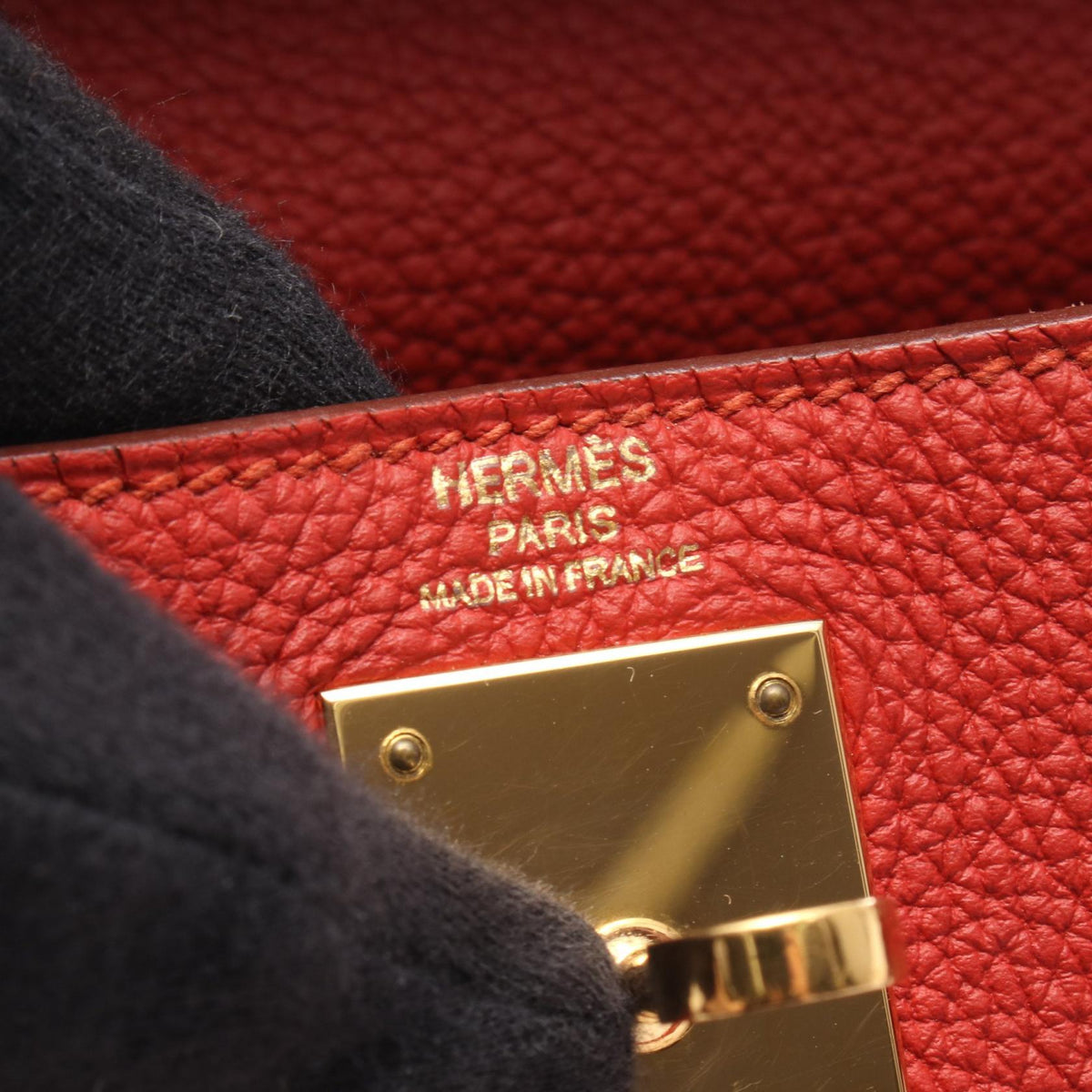 HERMES Kelly 28 Vermillon, internal stitching, 2-way Handbag Red Togo leather Other Togo leather 2101220016258