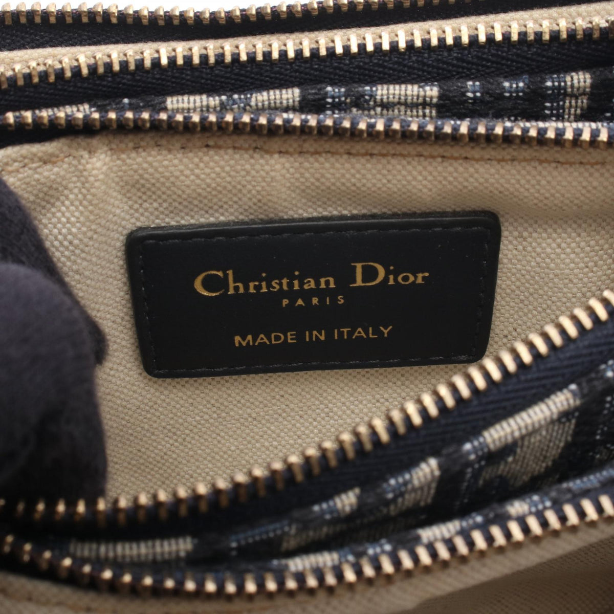 Dior SADDLE Saddle Pouch Oblique Shoulder Bag Navy/Beige canvas�leather 2101220104641