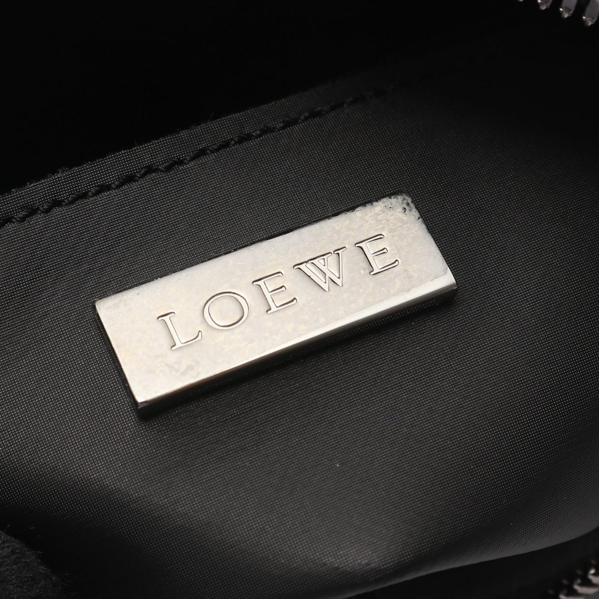 LOEWE Repeat anagram Shoulder Bag Black/White PVC coated canvas leather 2101219565743