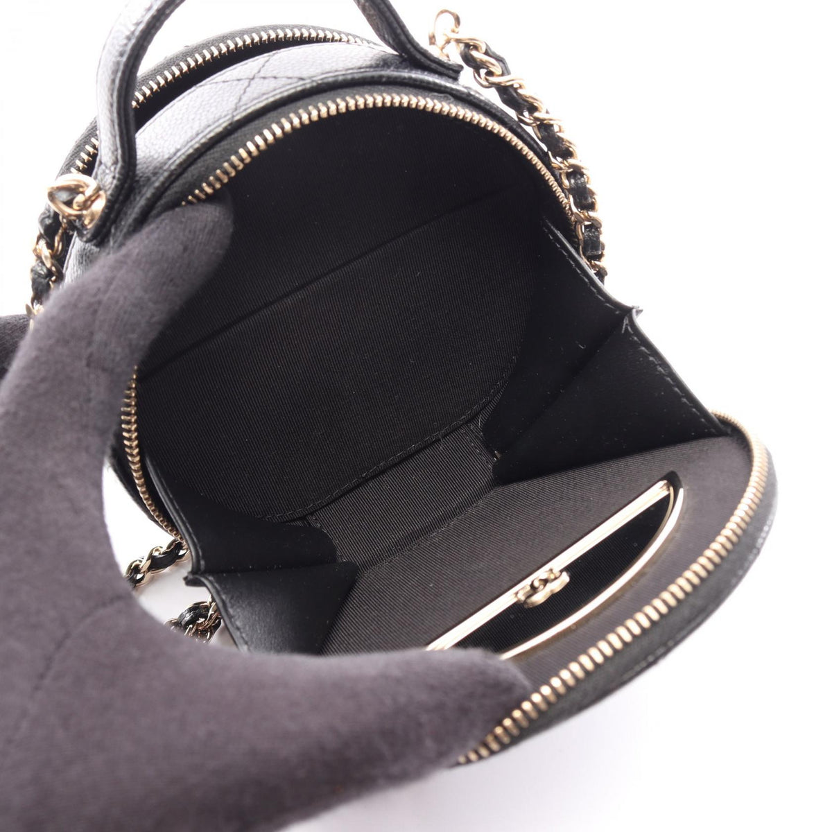 CHANEL Black Small Vanity Bag Matelasse 2WAY Grained Calfskin leather 2120300058216