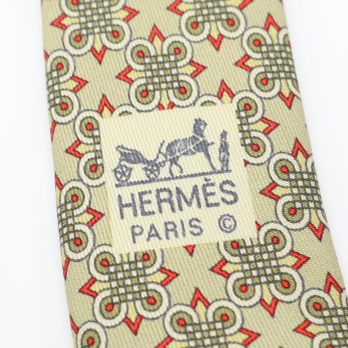 HERMES Geometry tie Green/Red/Multicolor silk silk 2101219968674