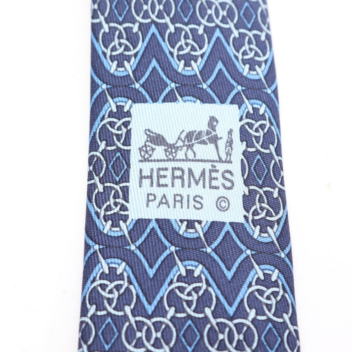 HERMES Overall handle tie Blue/Multicolor silk silk 2120800030286