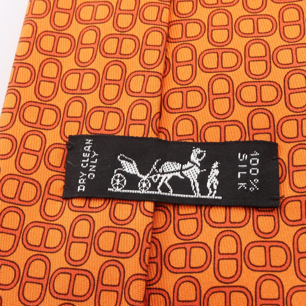 HERMES Chaine dancre all-over print tieOrange Orange Orange/Red silk silk 2104102525145