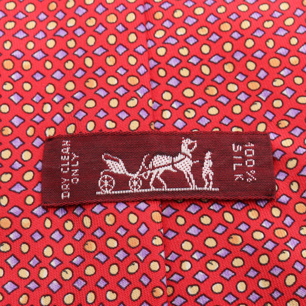 HERMES Overall handle tie Red/Purple/Multicolor silk silk 2104102525169