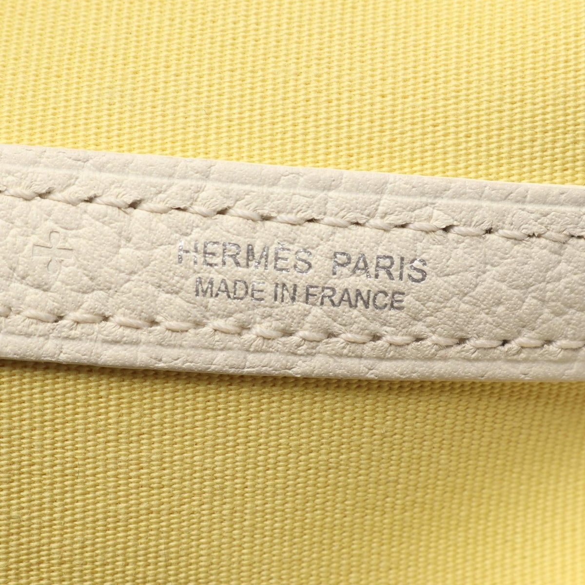 HERMES Garden Party PM Soufre Tote BagWhite White Yellow/White Toile officier Other Toile officier / Vache leatherCountry leather 2107400259774