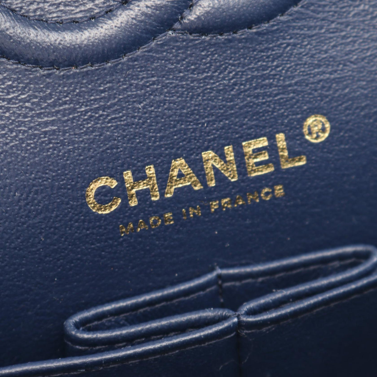 CHANEL Navy Matelasse W flap Grained Calfskin leather 2106800639315