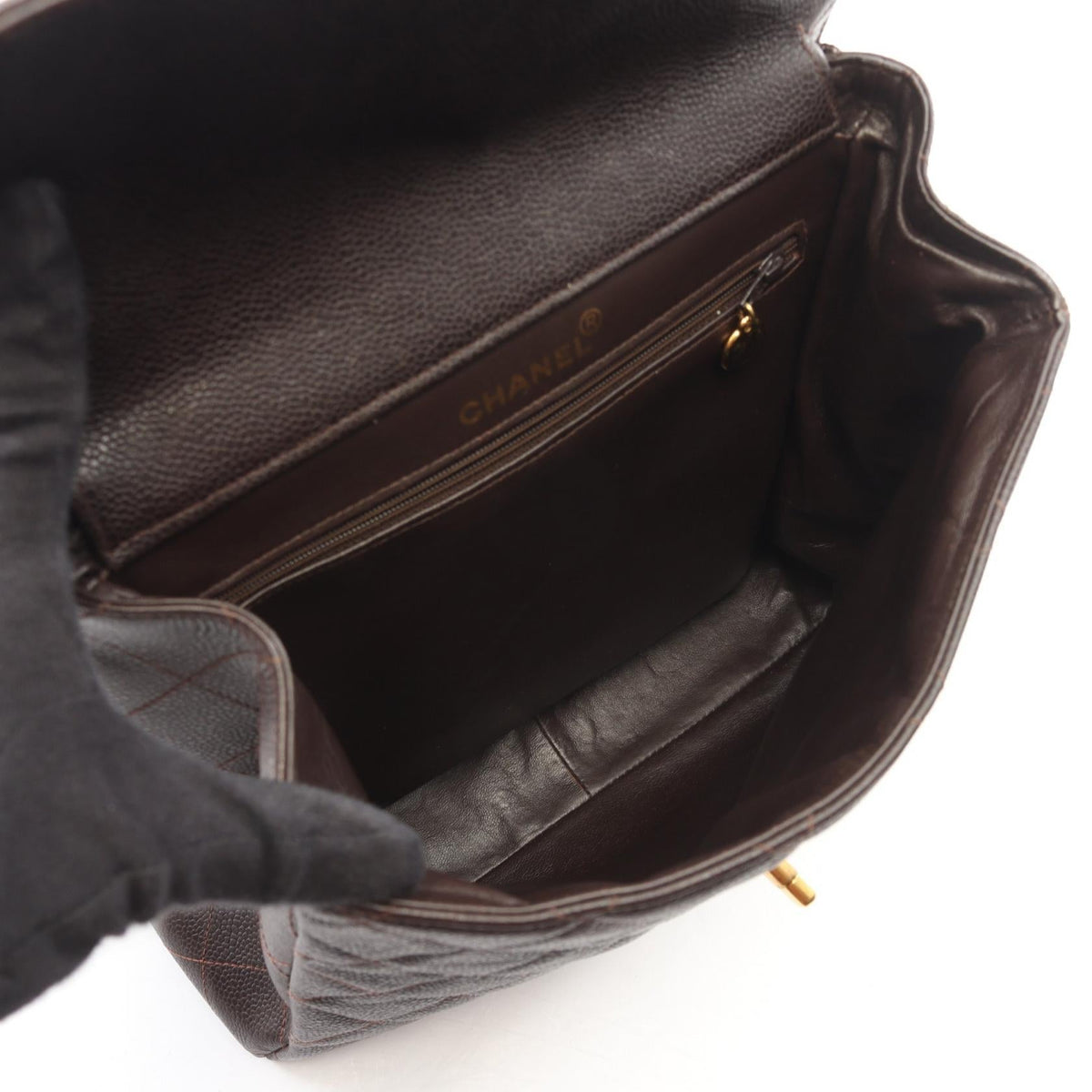 CHANEL Brown Matelasse W Face Grained Calfskin leather 2101220083885
