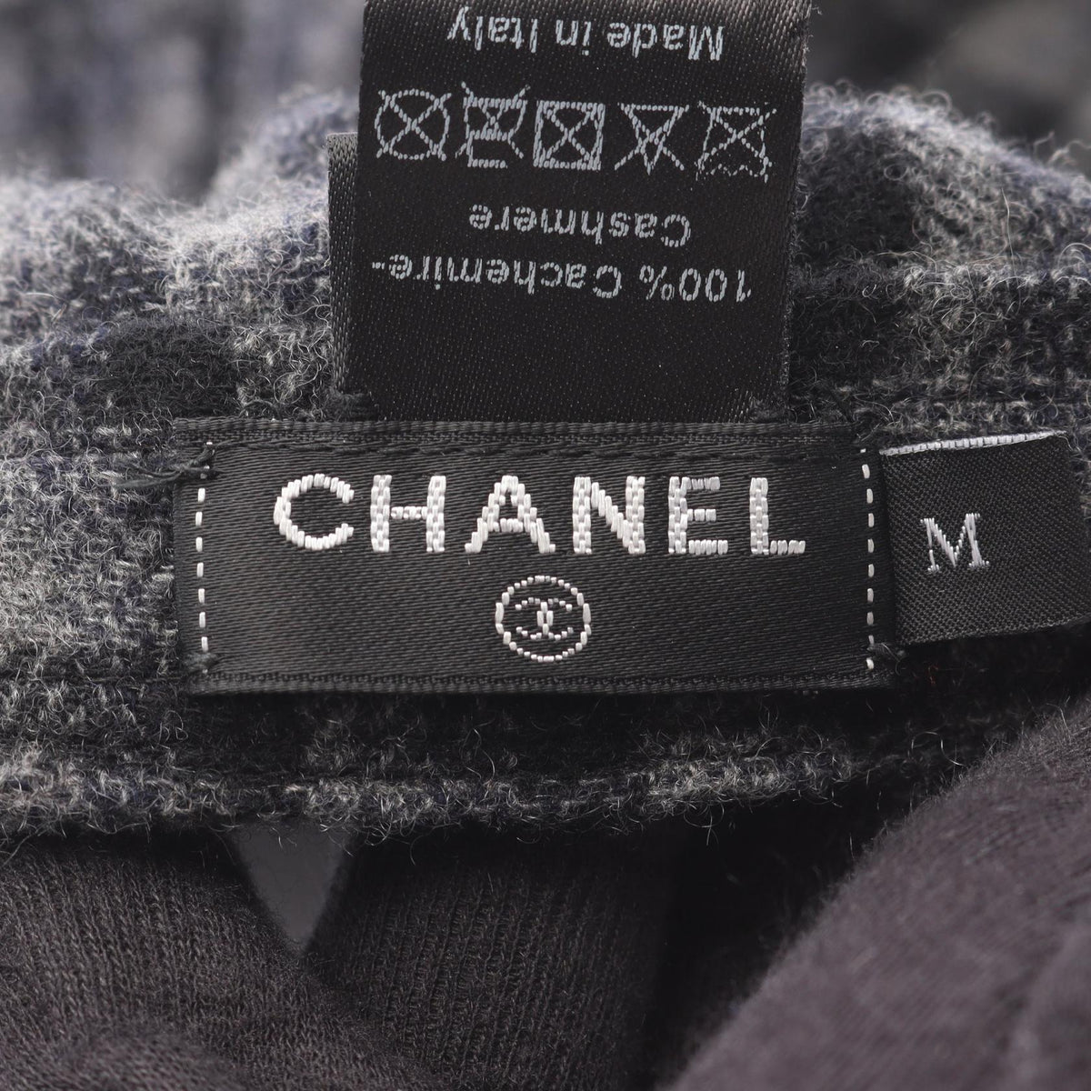 CHANEL Black/Gray COCO Mark check Other cashmere 2101218940282