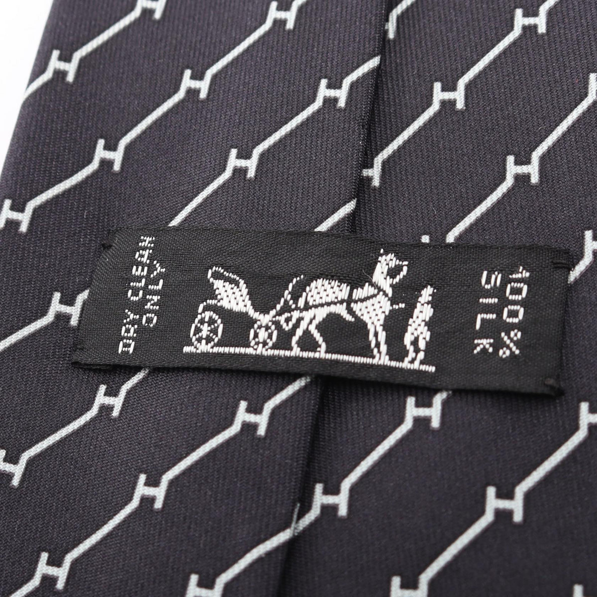 HERMES Overall handle tie Black/Gray silk silk 2120300055161