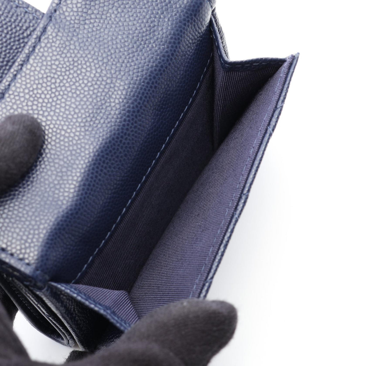 CHANEL Navy Classic Small Flap Wallet Matelasse Grained Calfskin leather AP0230 2120800029525
