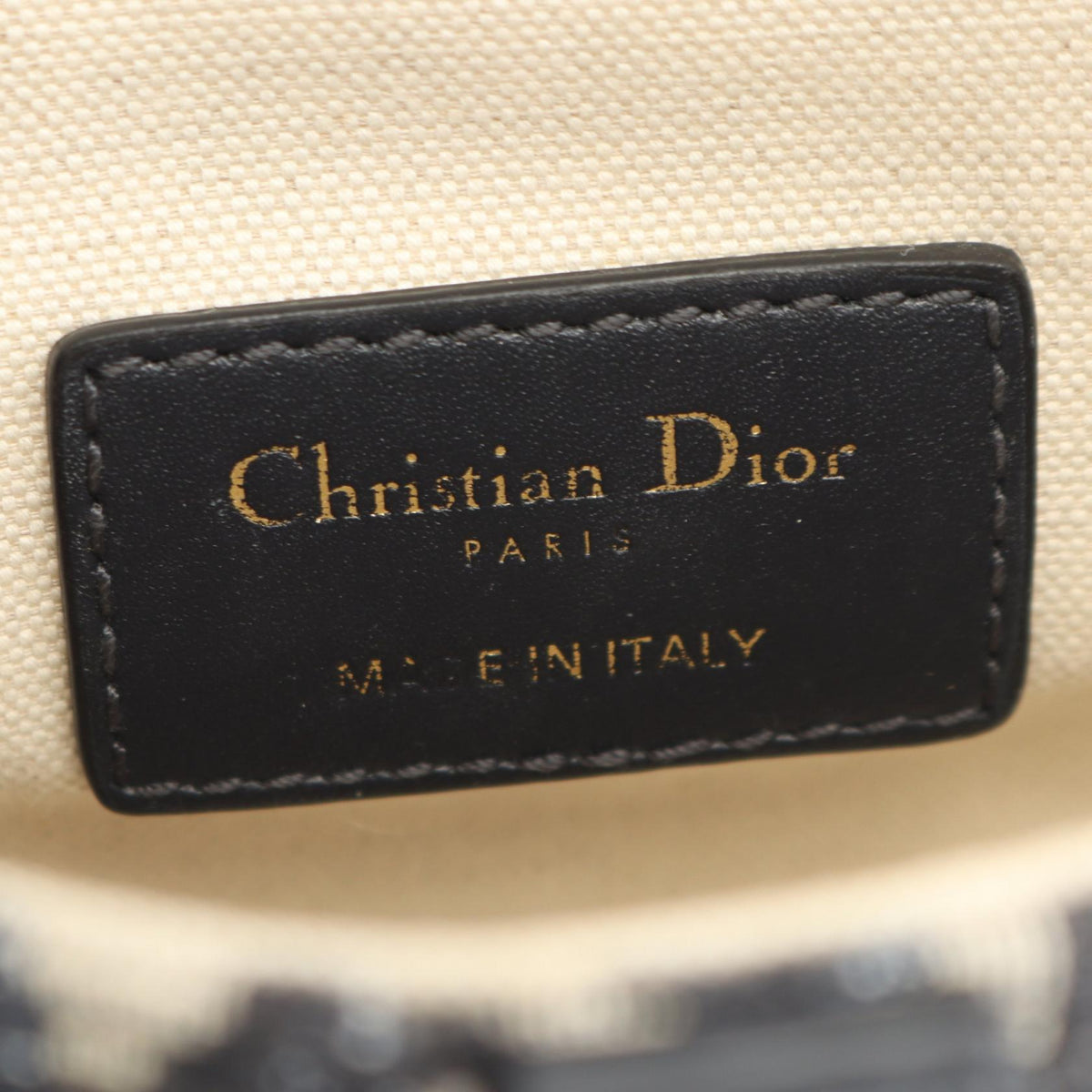Christian Dior Saddlebag Mini Oblique Jacquard 2WAY Handbag Beige/Navy canvas�leather M0456CTZQ 2101220132095