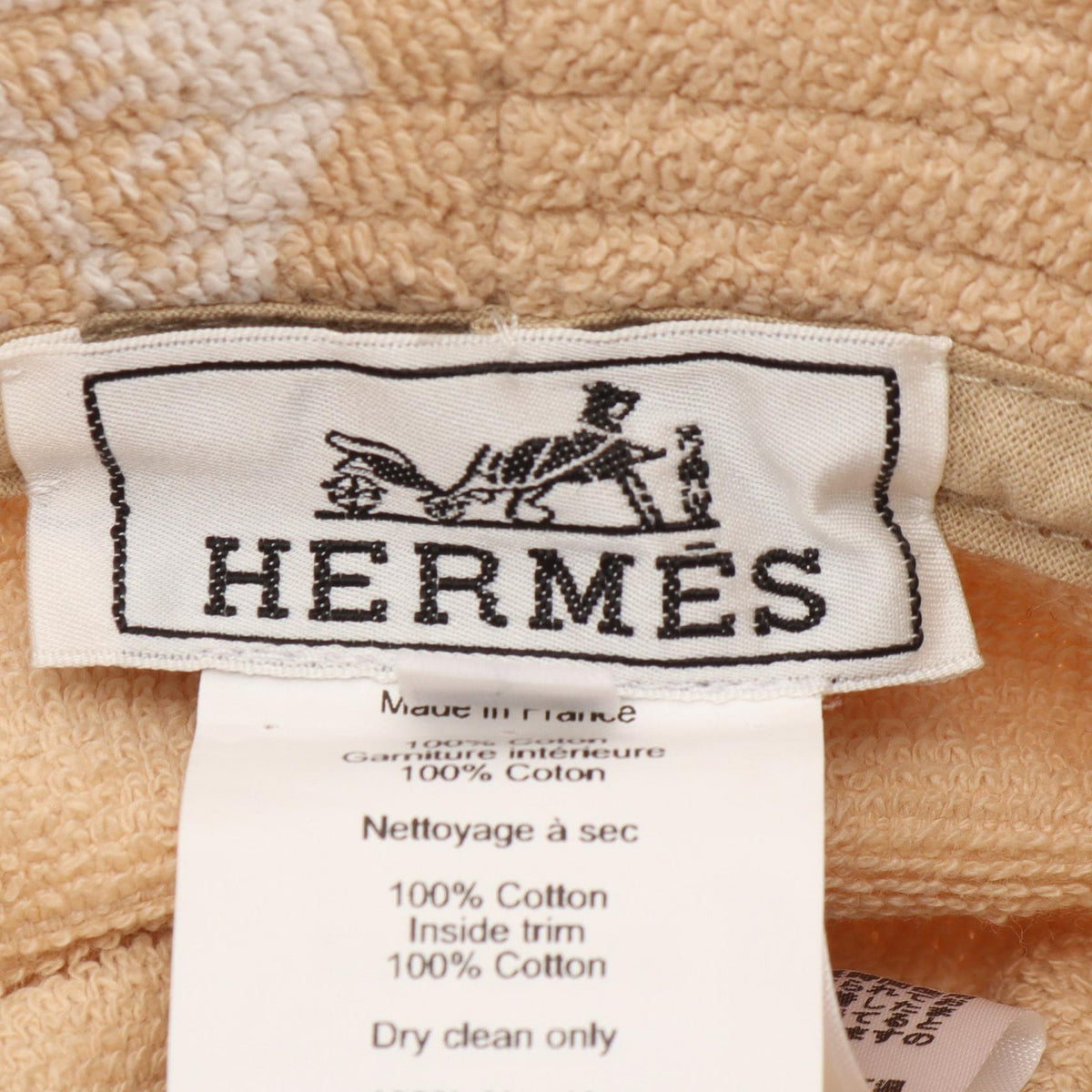 HERMES Jean Les Leopards Pile Bucket hat Beige Other cotton 2101220128098