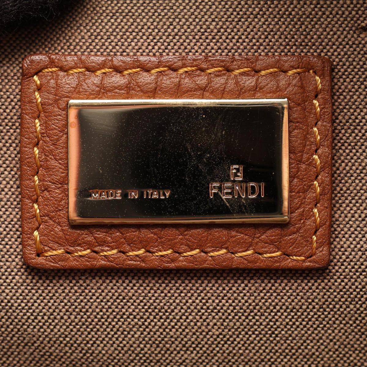 FENDI Zucchino Shoulder Bag Beige/Brown canvas�leather 8BT090 2101219886374