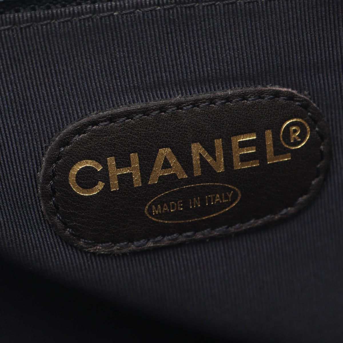 CHANEL Navy Logo embroidery Grained Calfskin leather 2101220132026