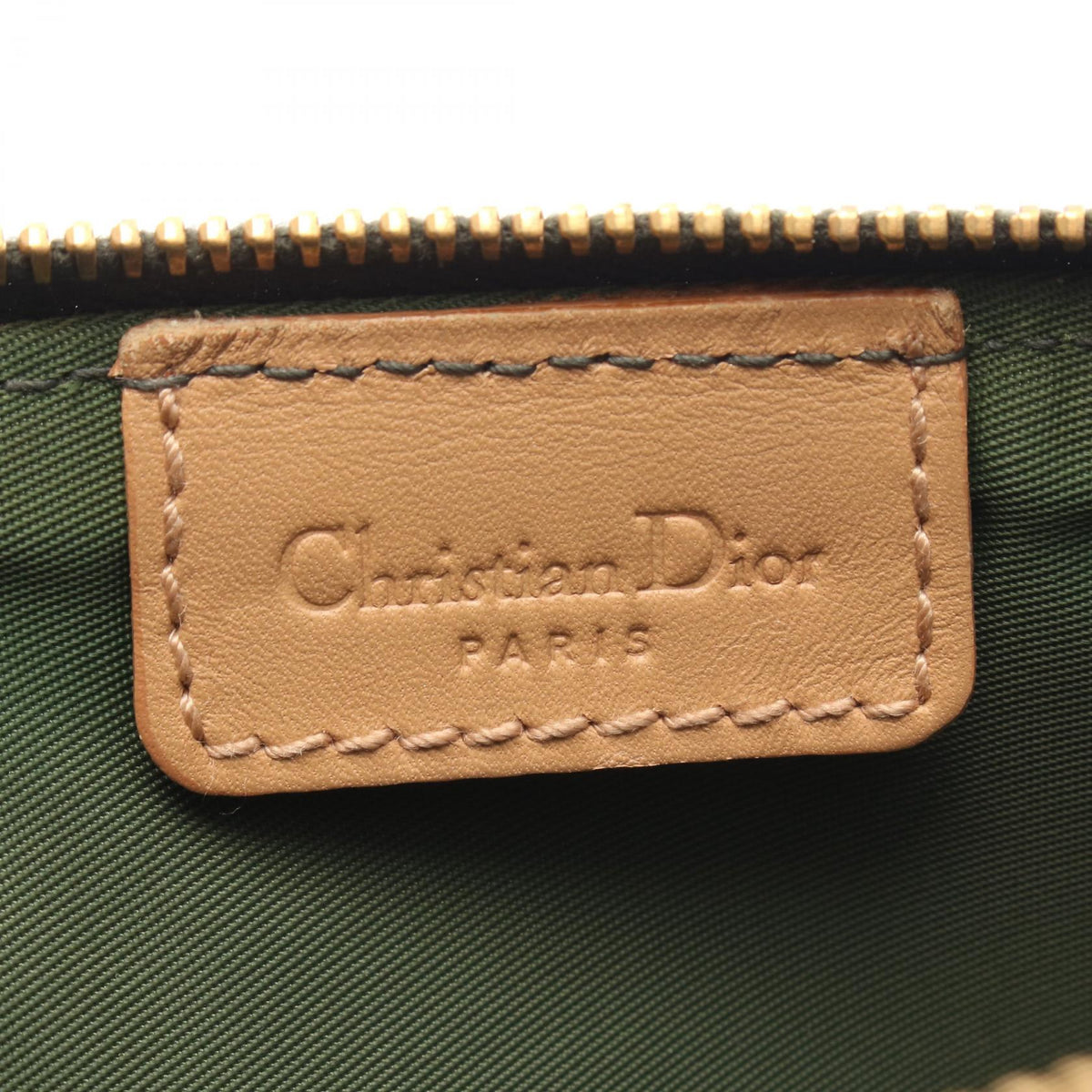 Christian Dior Trotter saddle pouch Handbag Green/Beige/Brown canvas leather ?????? ????? 2101220098162