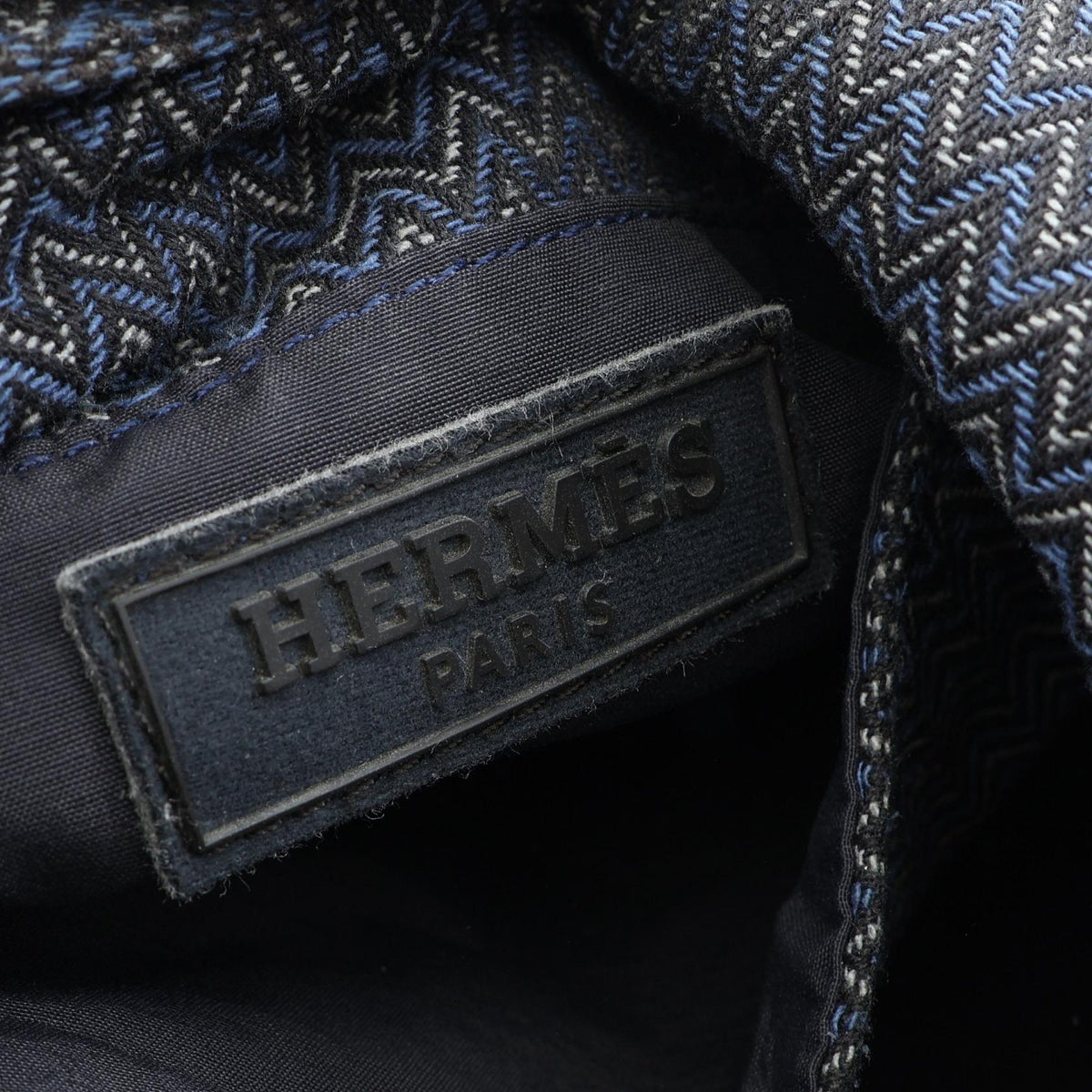 HERMES Sacked Pansage Shoulder Bag Navy canvas 2107601171660