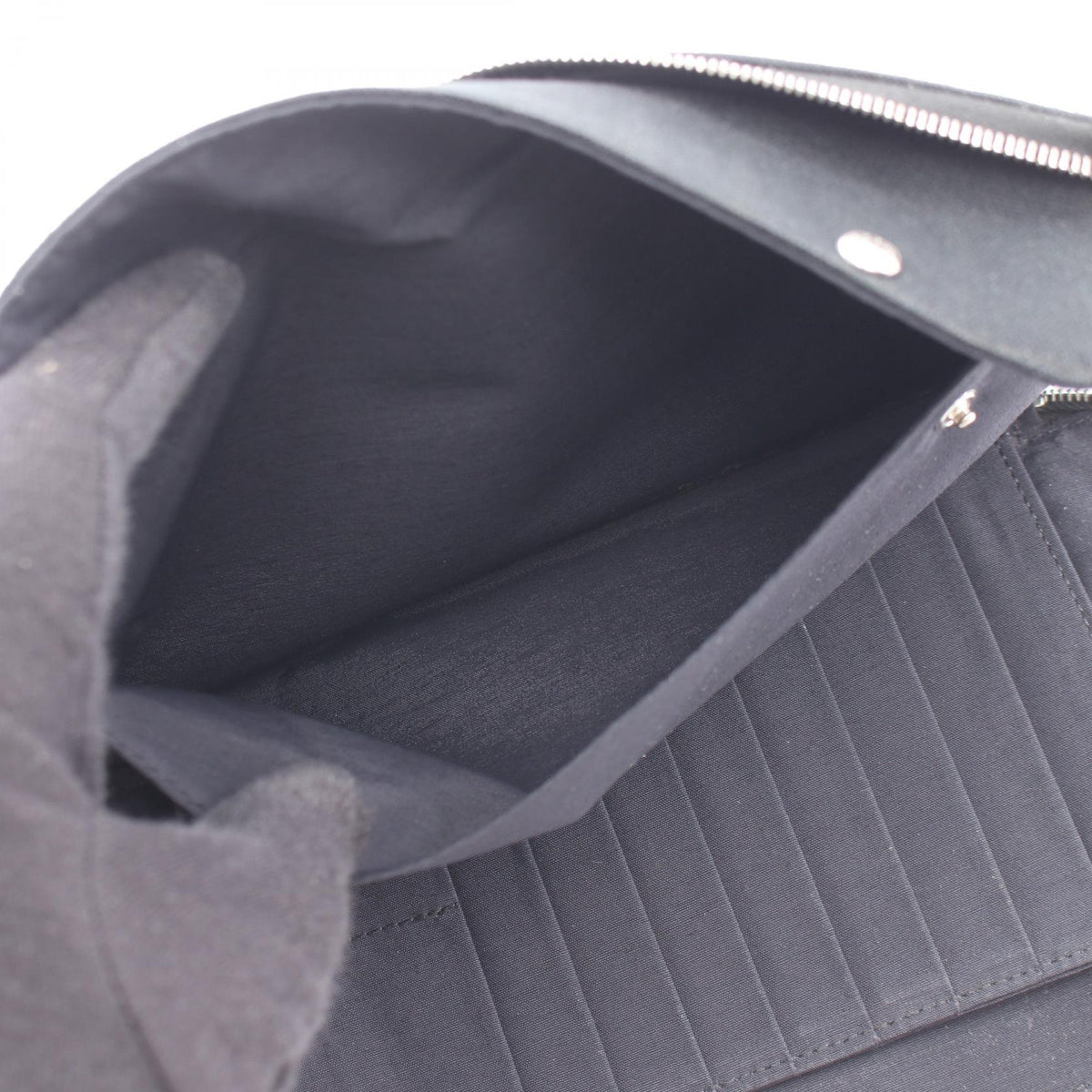 HERMES Fourre-tout Perth GM Round wallet Black/Gray canvas 2101219910833