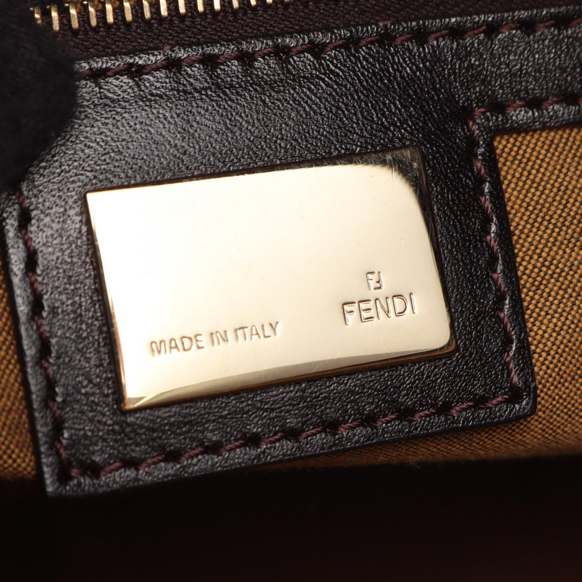 FENDI Zucca Shoulder Bag Brown/Black canvas�leather 8BR448 2101220142414