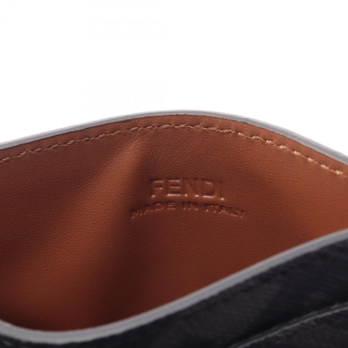 FENDI FF Square Card Case Brown/Black leather PVC 7M0164AFF2F1SCD 2101220143367