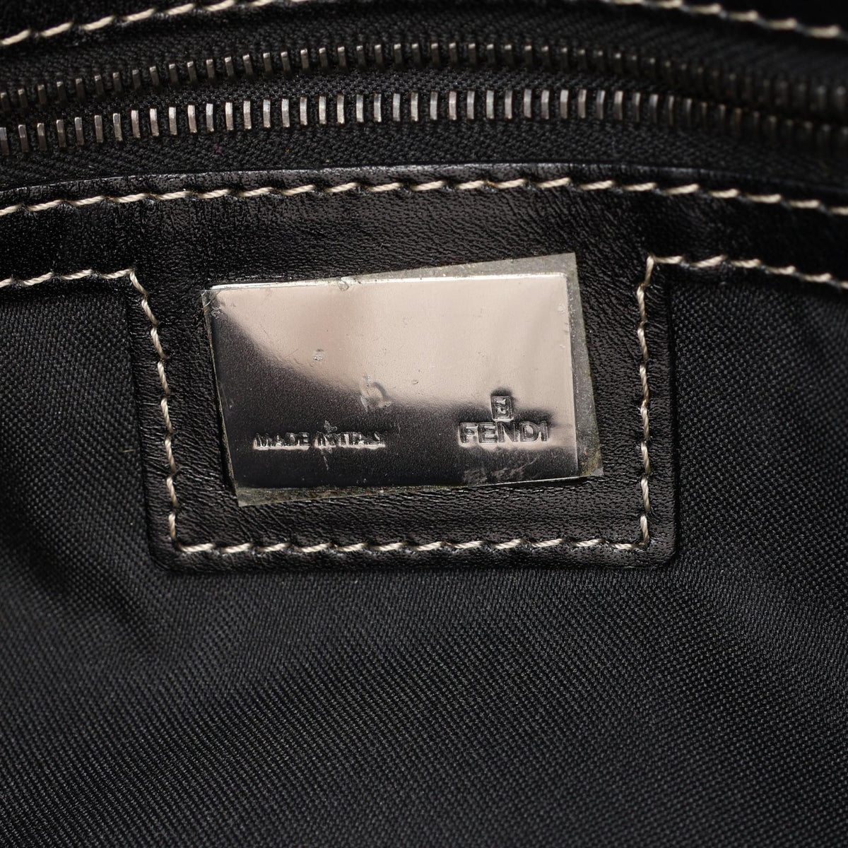 FENDI Mamma bucket Zucchino Handbag Black canvas�leather 2100301254770