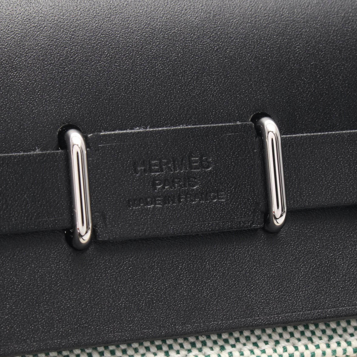 HERMES Airbag Zip Mini Shoulder Bag Green/White/Black Toile H Other Toile H / Vache leather Hunter 2104102529600