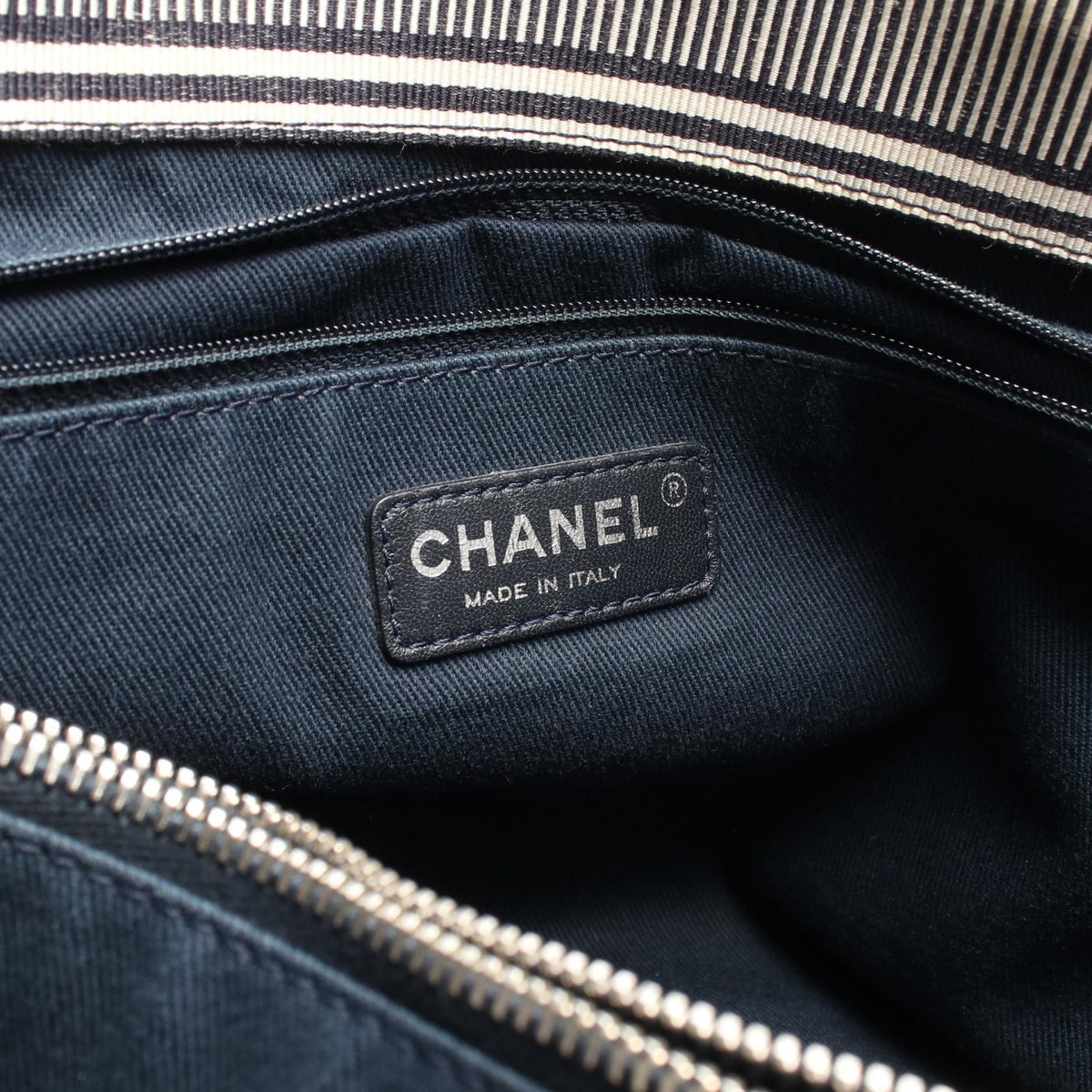 CHANEL Navy/Brown COCO Mark 2WAY denim�leather 2101220042684