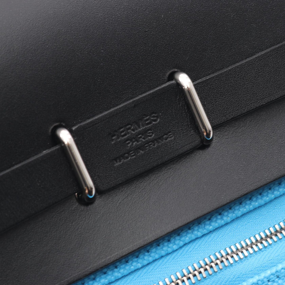 HERMES Airbag Zip Mini Shoulder Bag Blue/Black/Blue Riviera Towar Military canvas leather Toile Military / Vache leather hunter 2101219888545