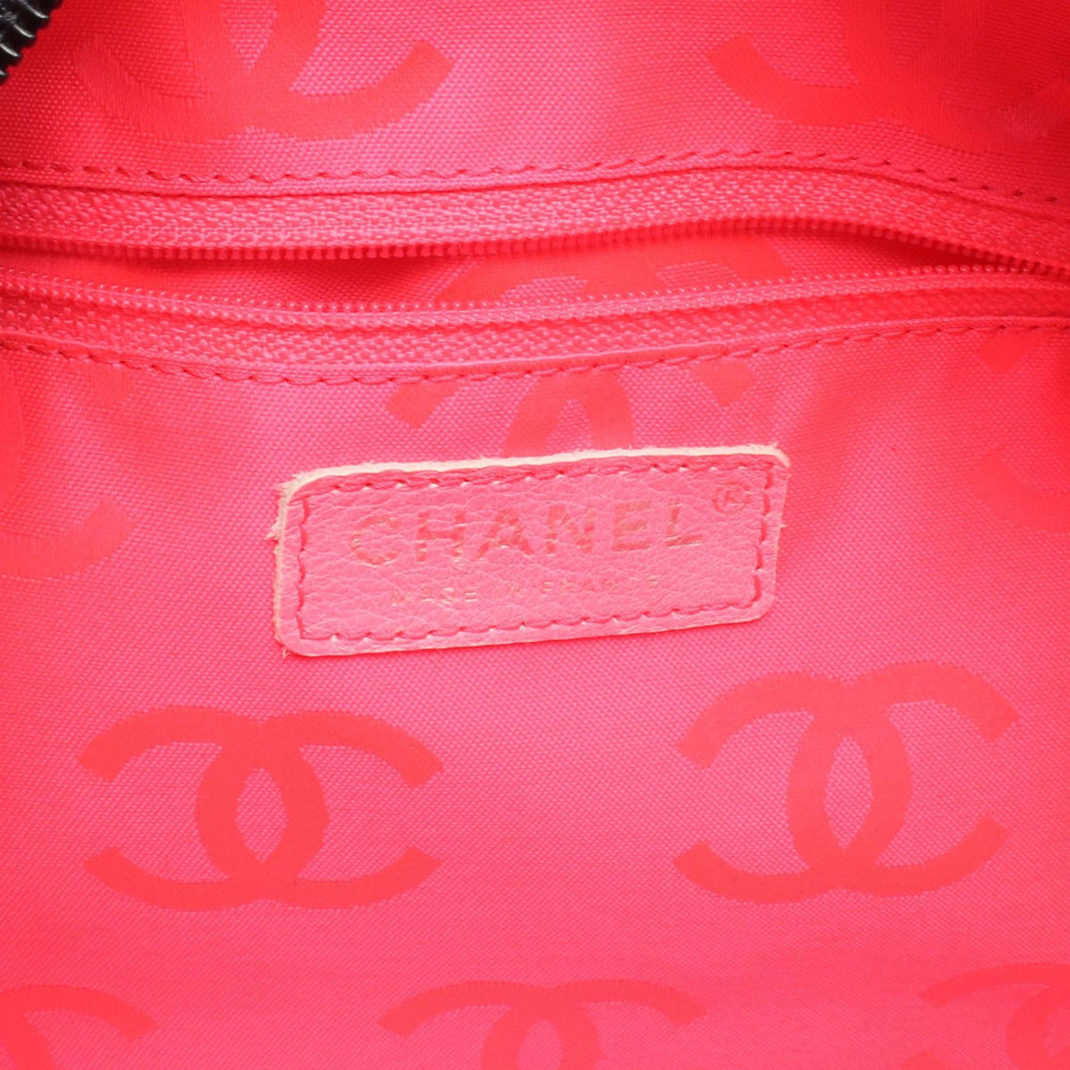 CHANEL Black/White Cambon line bowling bag leather A25171 2107400259811